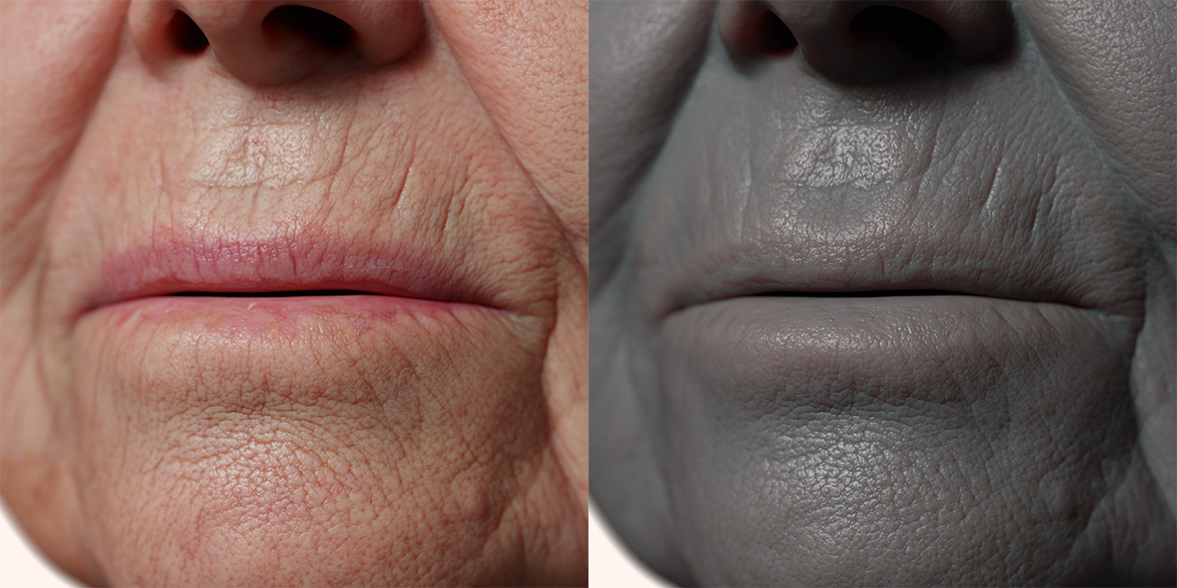 Female head scan skin pore details 